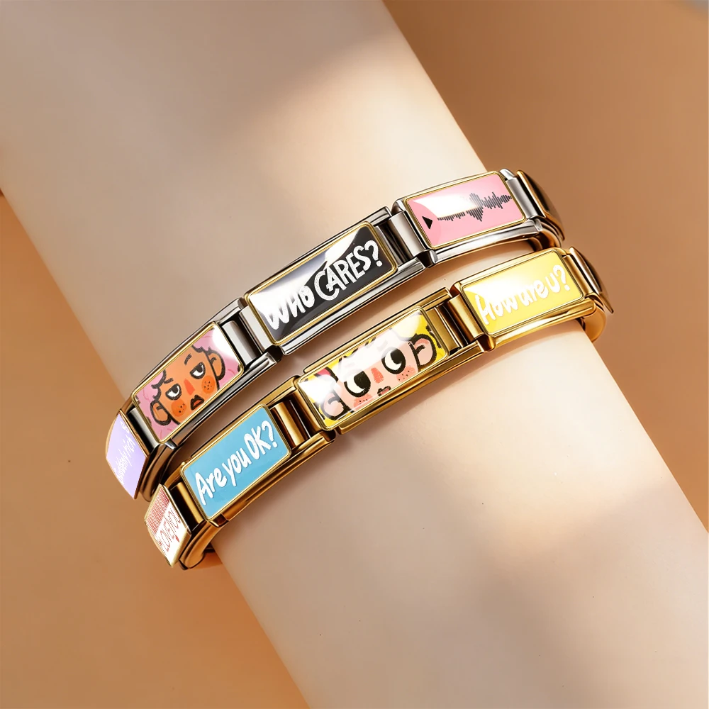 1 Stück DIY Modischer Niedlicher Kawaii Tier-Anhänger mit Englischen Wörtern, Italienischer Charm-Anhänger Passend für 9mm Edelstahl Damen-Schmuckherstellung, Originelles Design – Detail 2