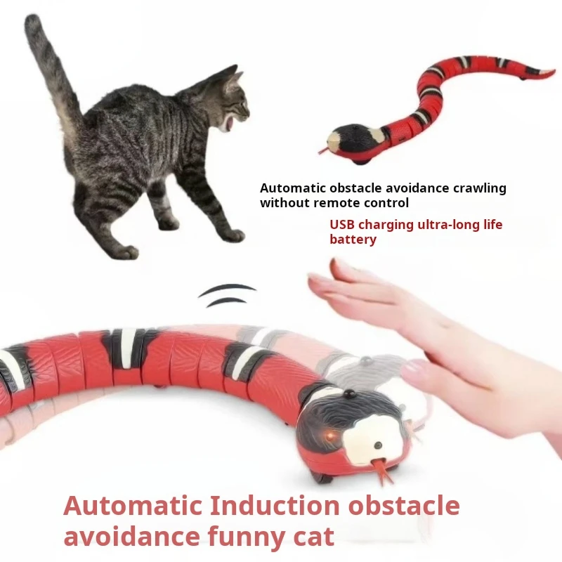 

Cat Toy Electric Sensor Automatic Obstacle Avoidance Electric Artificial Snake Usb Charging Pet Self-pleasure Interactive Toy