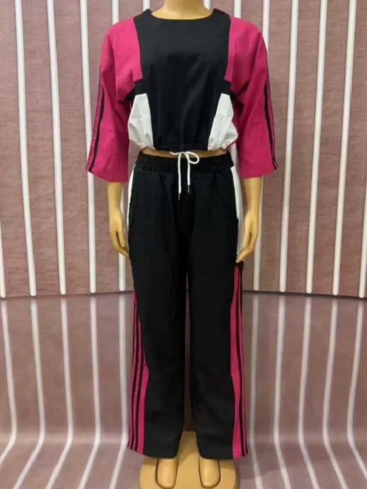 

2 Piece Women Sets 2025 New Arrival Summer Autumn Matching Sets Two Pieces Sets Top And Wide Leg Pants Suits Outfits Clothing