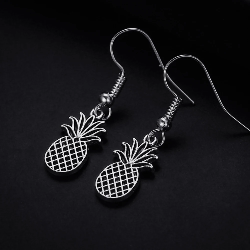 Trendy Vintage Pineapple Shape Dangle Antique Bronze Plated Earrings for Women and Man Retro Cute Punk Drop Earrings Jewelry