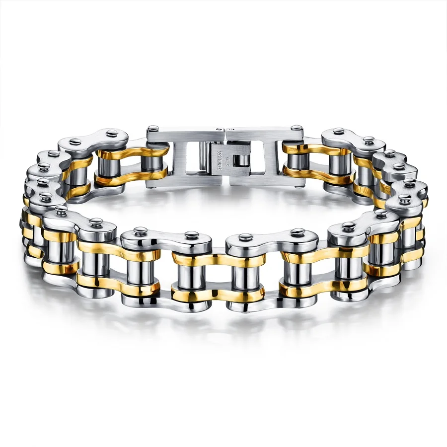 Biker 316L Stainless Steel Mens Bracelet Fashion Sports Jewelry Bike Bicycle Chain Link Casual Jewellery GS781