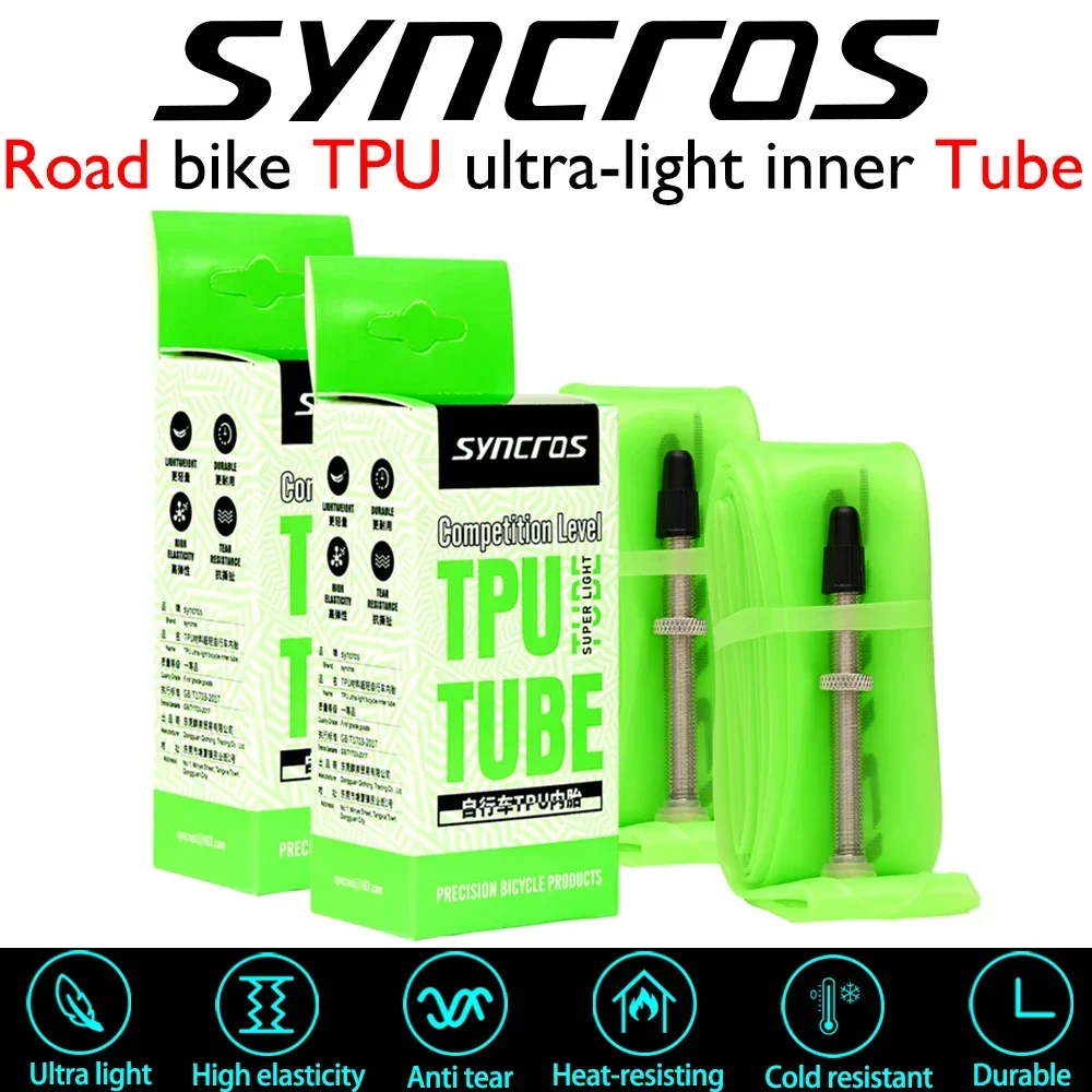 SYNCROS TPU New Material Bike Inner Tube 700C 23/25/28/30/32 Road Bicycle Tire 60 80mm Length French Valve 48g/50g