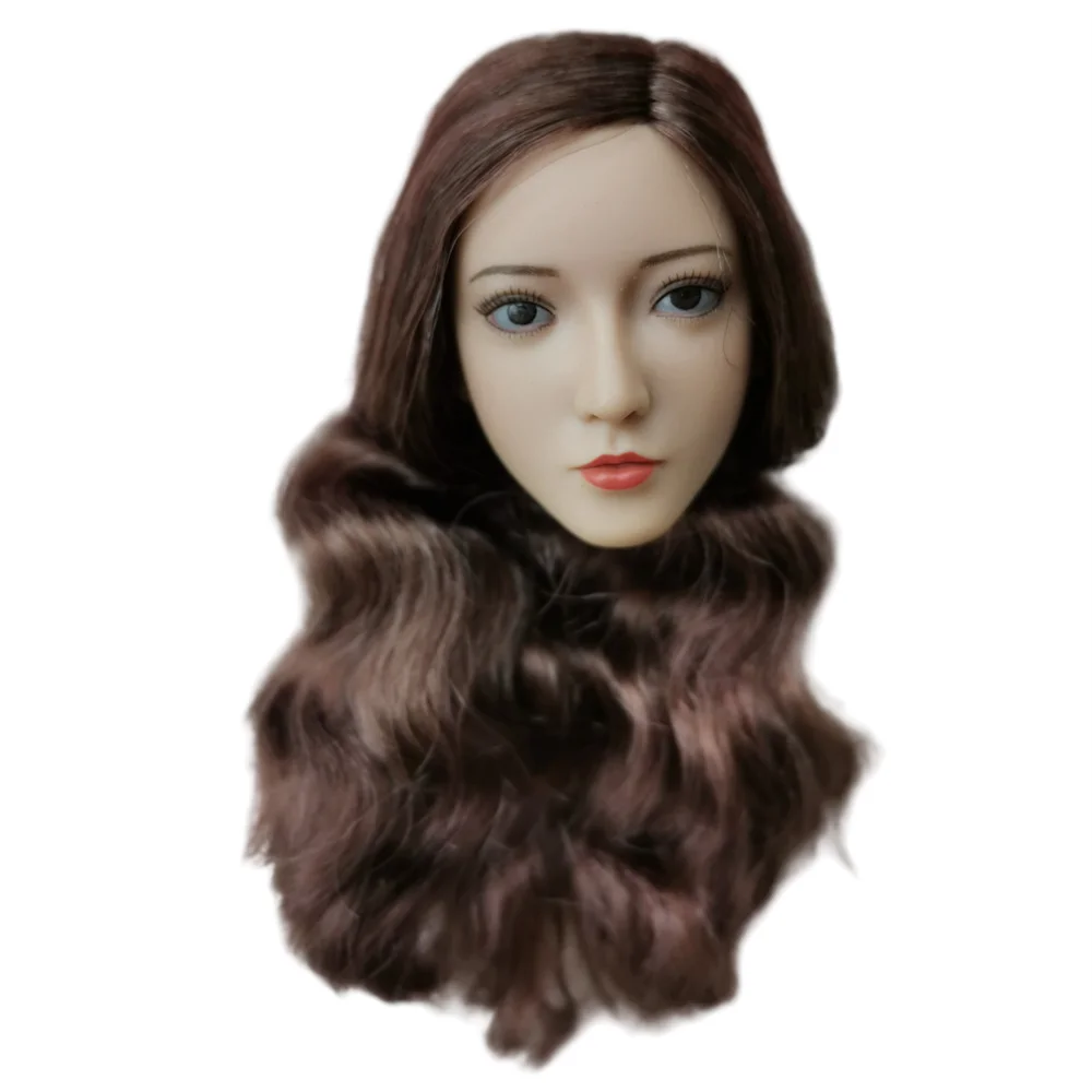 1/6 Scale Head Carving YMTOYS 040B Female Soldier PVC Long Curly Neck Hair 12 Inch Action Figure Body Doll