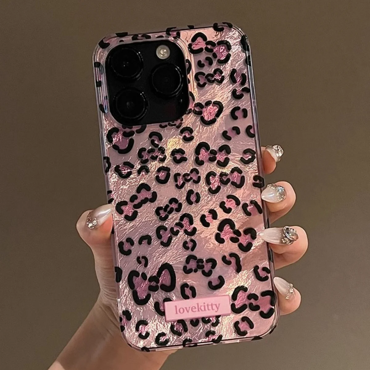 Luxury Pink Leopard Print Pattern Phone Case For iPhone 16 15 14 13 12 Pro Max Cute Bowknot Tin Foil Shockproof Cases Cover