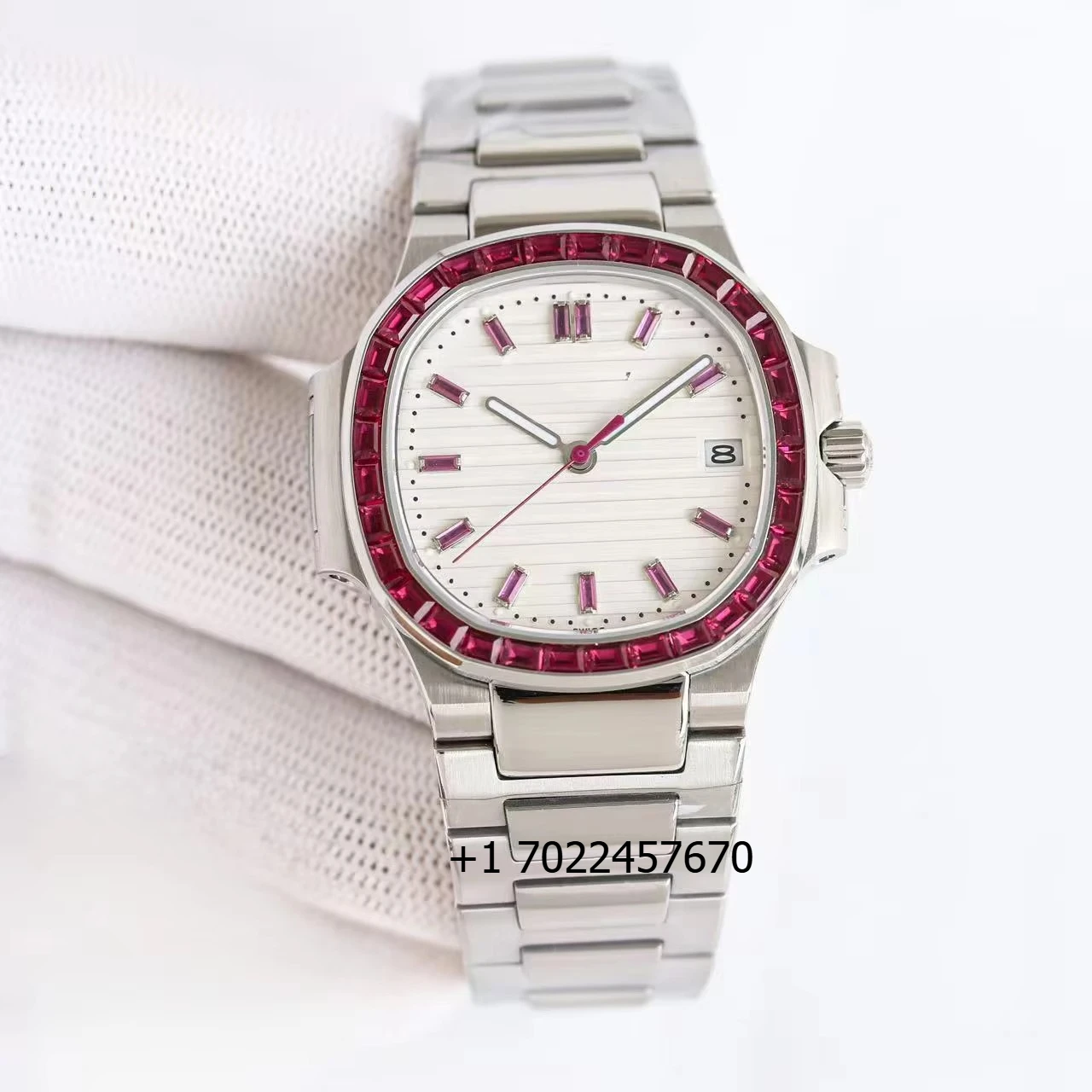 

Custom Luxury Sport Diver High Quality Stainless Steel Ruby Drill Ring Automatic Mechanical Watch Luminous Calendar Chronograph