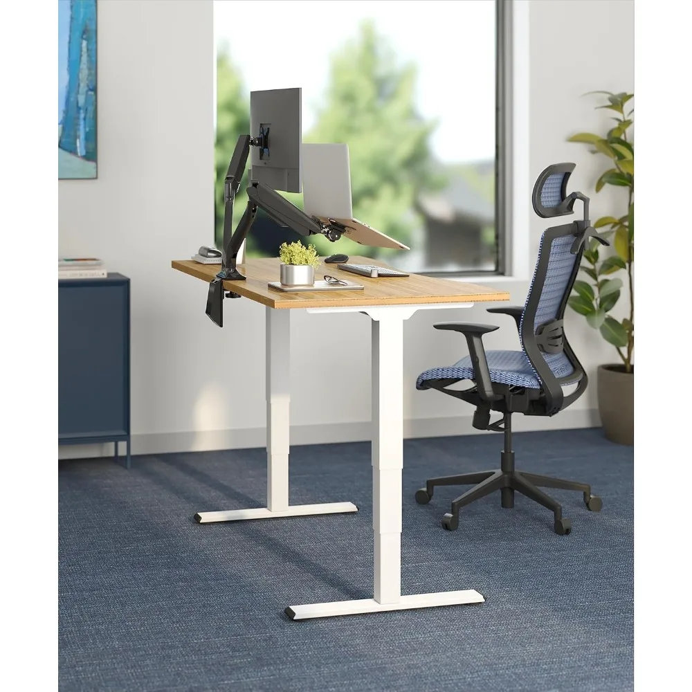 Ges Dual Motor 55x28 Inch Electric Height Adjustable Standing Whole-Piece Board Sit Stand Up Desk, Computer Desks