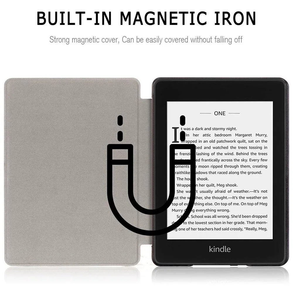 Solid Color Protective Case Custer PU Leather Auto Sleep/Wake Colorsoft Shell for Kindle Paperwhite 2024 12th Generation 7 inch