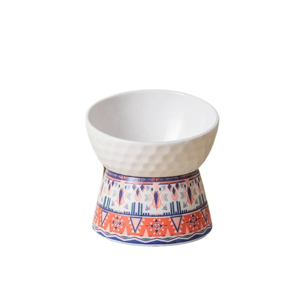 

Bohemian Style Ceramic Cat Bowl Cute Creative Pet High Foot Bowl Large Capacity Non-slip Pet Drinking Feeder Neck Protection