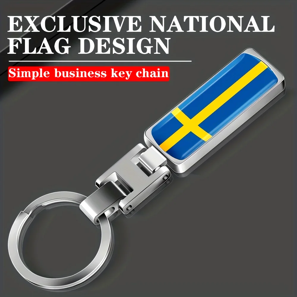 

Unique Swedish Flag Design Keychain Durable Business Accessory with Free-Spinning Ties, Stylish Key Ring, and Perfect Gift Idea