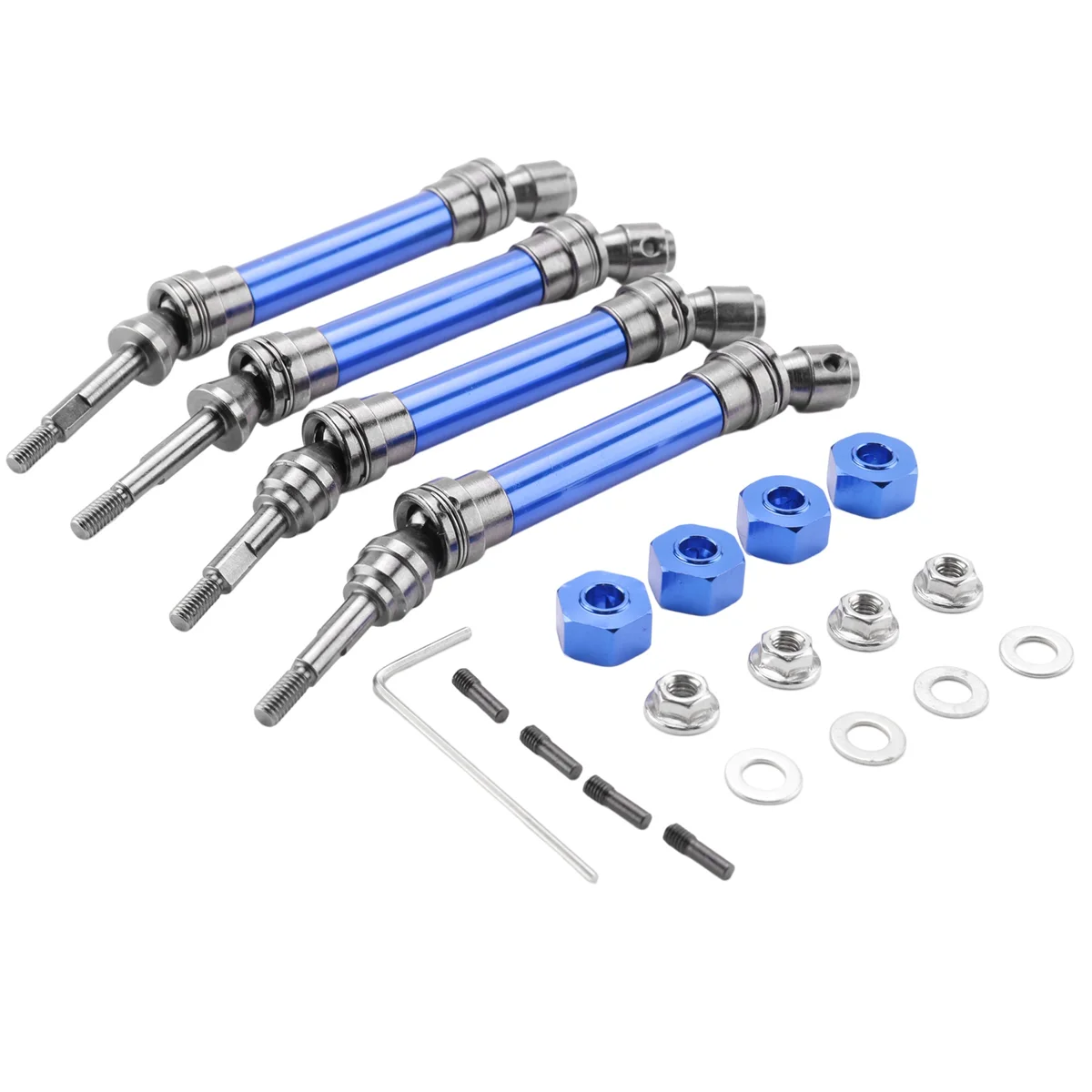 T69C 4Pcs Metal Front and Rear Drive Shaft CVD for 1/10 Traxxas Slash Rustler Stampede Hoss VXL 4X4 RC Car Upgrade Parts,Blue