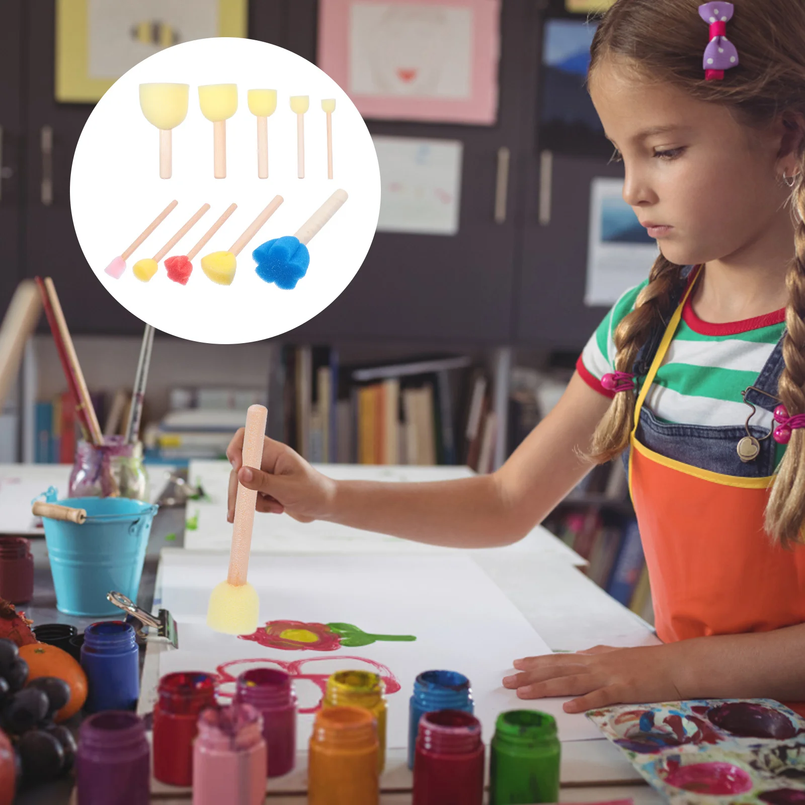 10 قطعة فرش الرسم الإسفنجية المستديرة لتقوم بها بنفسك أداة للرسم على الجدران الفن الإبداع اللون الإدراك فرشاة الطلاء الإسفنجية