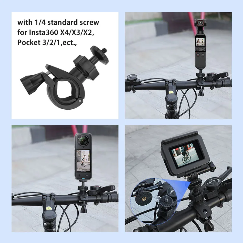 For Insta360 X 4 Pocket 3 2 Action Camera Bicycle Riding Bracket Motorcycle Bike Handlebar Clip Shock-absorbing Gopro Accessory