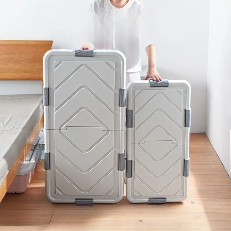 

Bedside storage box Flat large-capacity storage box Dormitory good things Under the bed Plastic box with wheels Home Furnishing