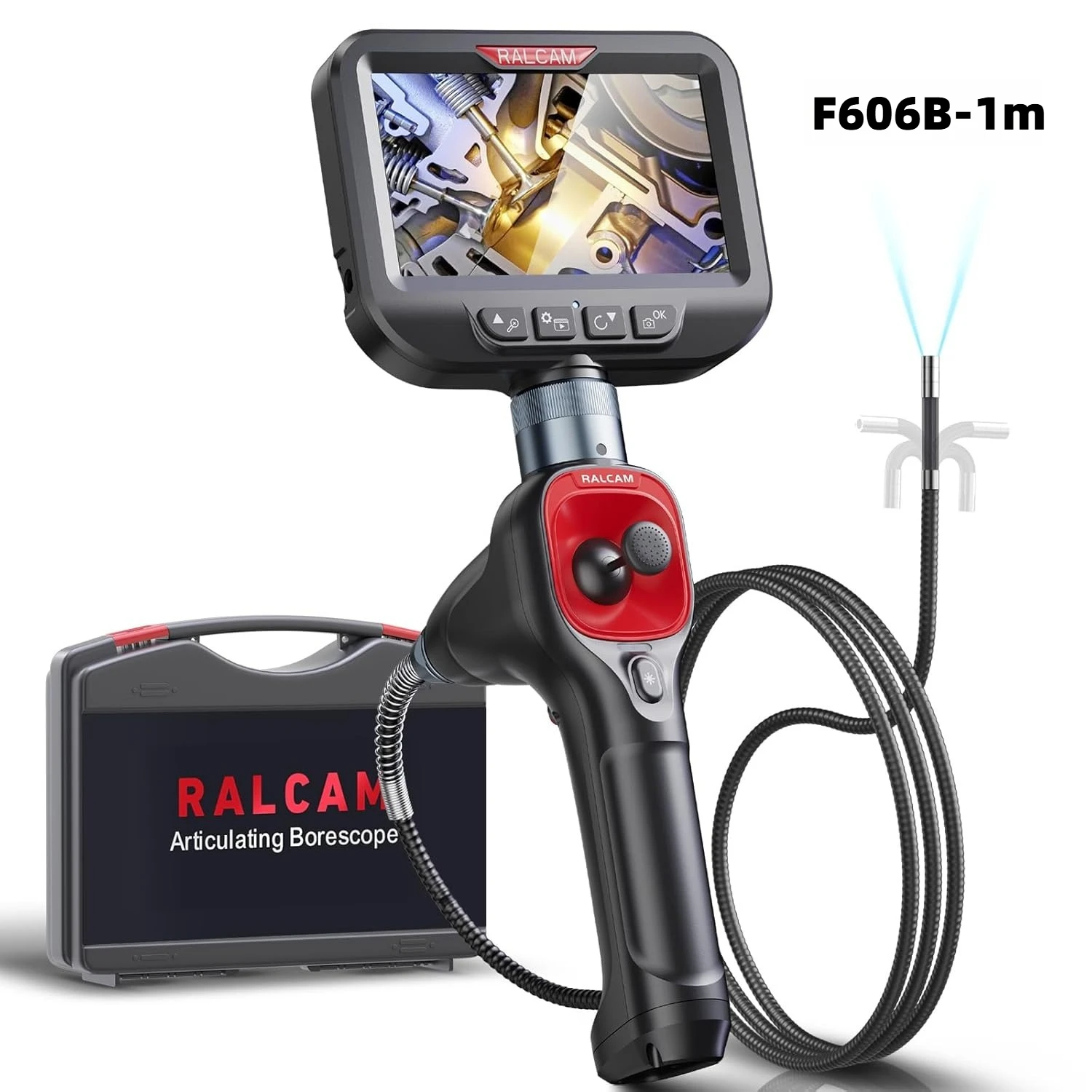 360 °   Scharnierende Borescope 6,2 mm IP67 waterdichte sonde 4-weg IPS Automotive endoscoopinspectiecamera - afbeelding 1