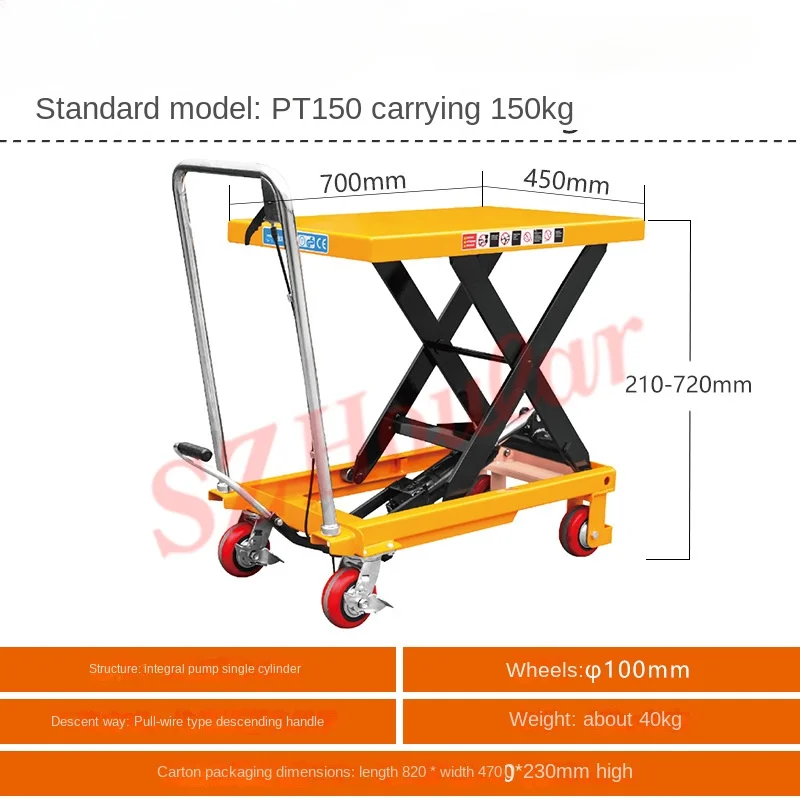 Oferta specjalna Ręczna platforma PT150PTS500PTD1000 Ręczny wózek hydrauliczny do podnoszenia platformy formy