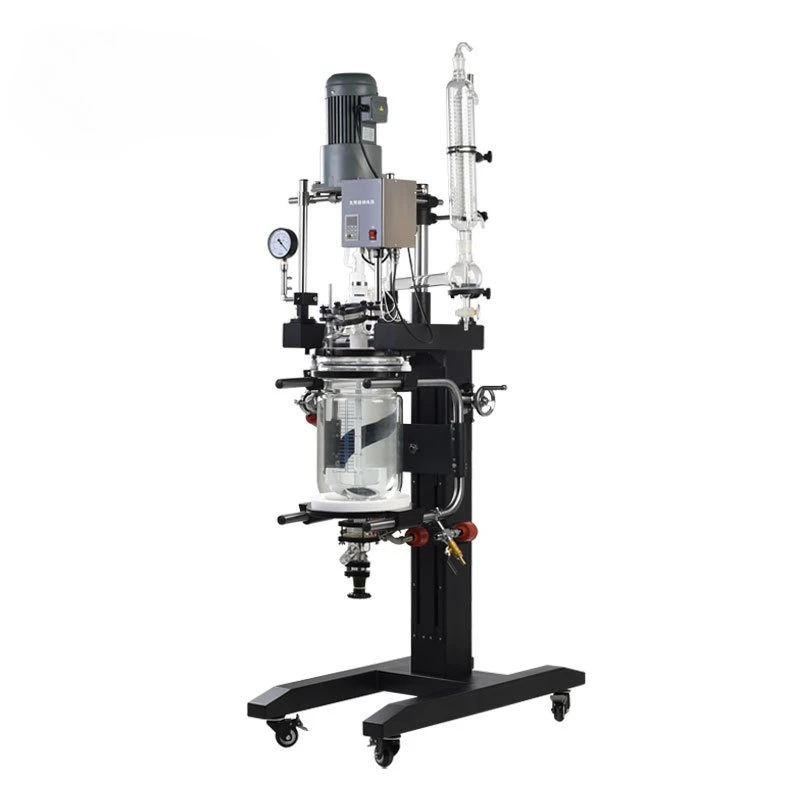 Double-layer glass reactor Laboratory lifting and rotating 360 ° jacket stirred glass reactor