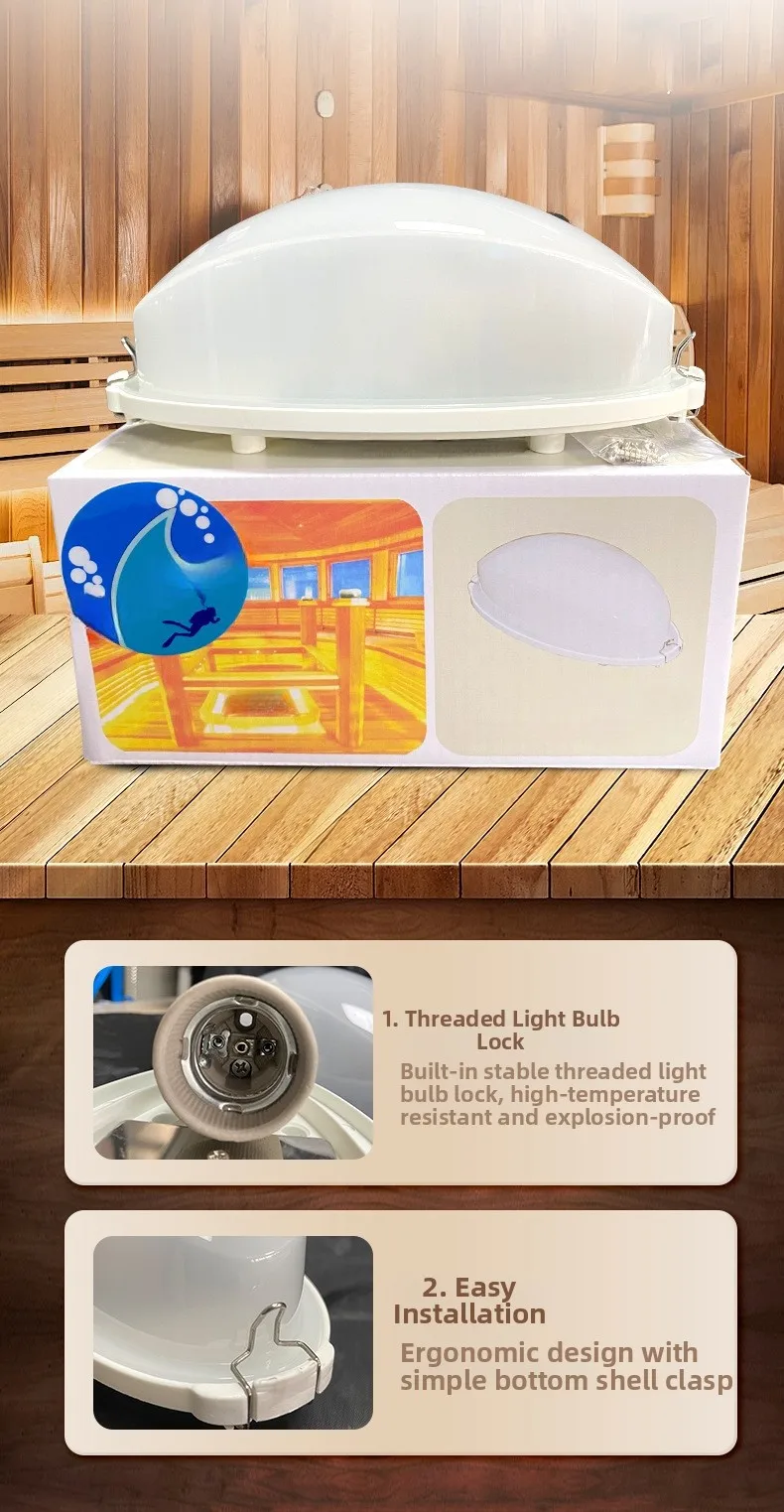 Explosion for proof Light Housing for Sauna and Shower Fixtures Supporting LED Illumination in High Temperature and Humid Zones