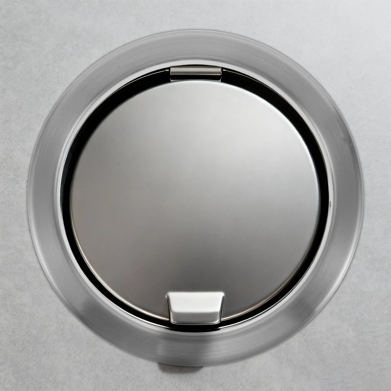 Stainless Steel Round Trash Grommet Cover for Countertop Drop-in Bin – Flush Mount Decorative Chute Lid