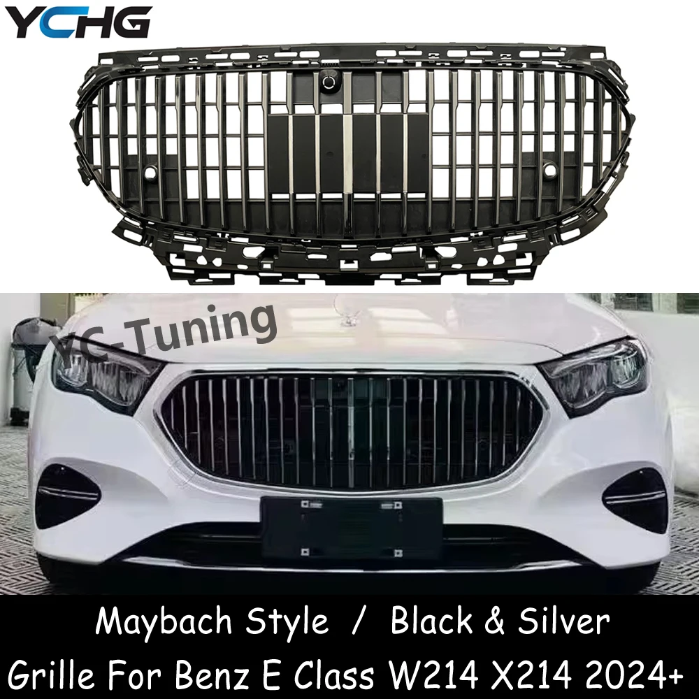 W214 Maybach Style Front Bumper Hood Grille Mesh For Mercedes Benz E Class W214 X214 S214 E200 E300 E350 Grille Mesh 2024+