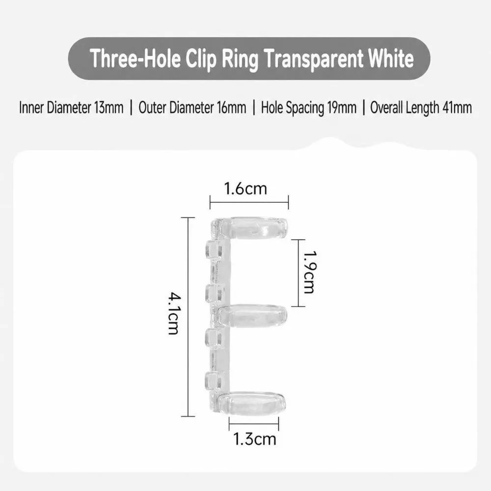 Plastic 3 Holes Binder Rings Transparent Detachable Book Binding Rings 3-holes Loose Leaf Rings Photo Album Assembly Parts