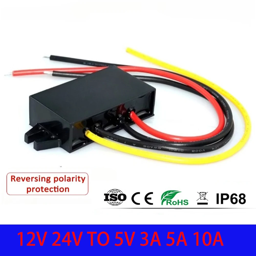 

12V 24V to 5V 3A 5A 10A Step Down DC DC Power Converter Regulator 24 12 Volt Buck to 5 Volt Voltage Power Supply for Cars LED CE