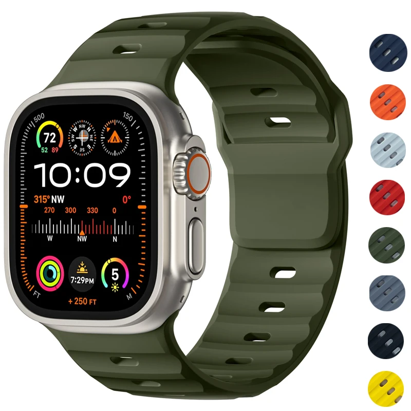 Correa deportiva de silicona para Apple watch Ultra 2 band 49mm smartwatch correa pulsera iwatch Series 9 8 7 6 SE bandas 45mm 44mm 42mm