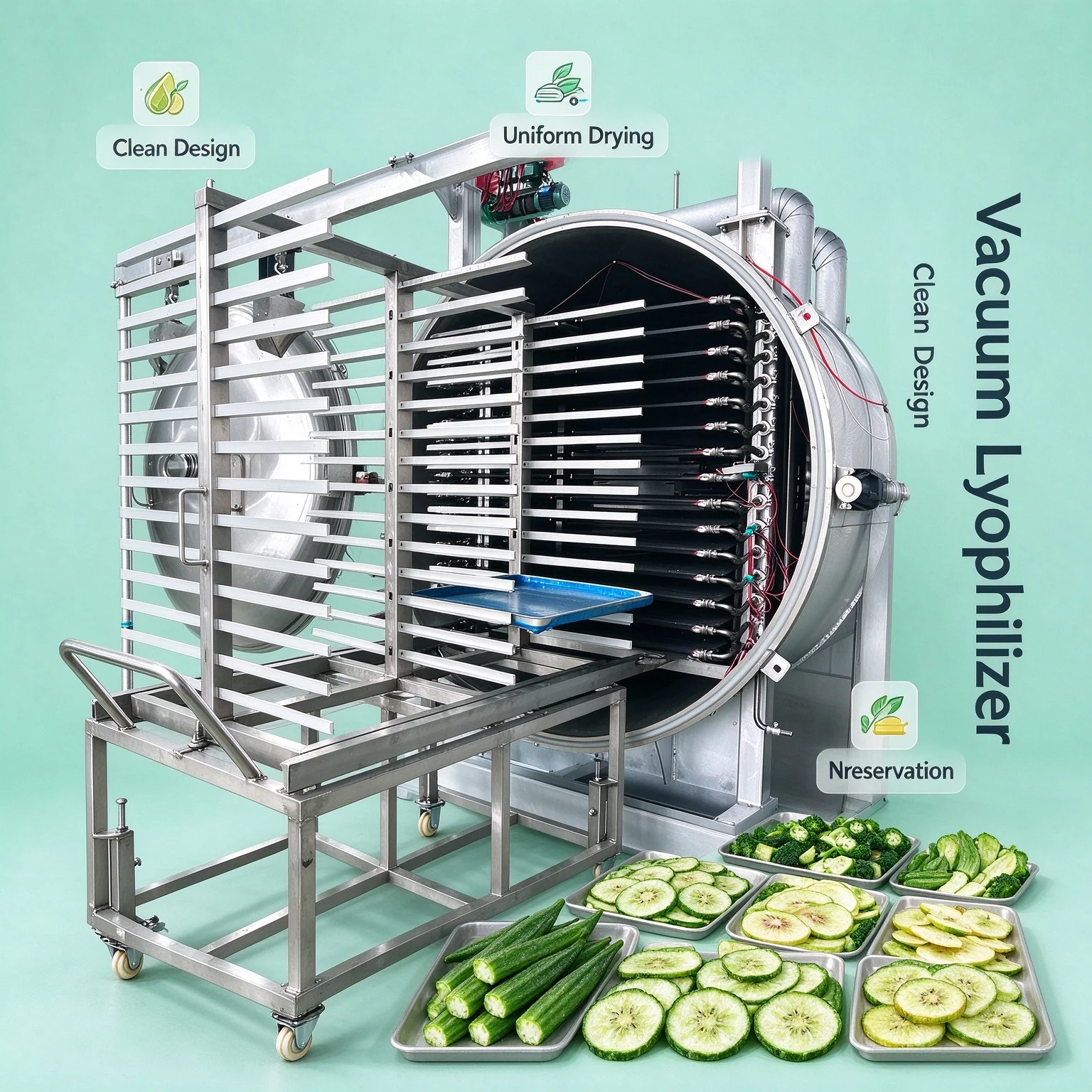 Large Batch Vacuum Freeze Dryer Industrial Lyophilizer 200kg Food Lyophilization Equipment Customizable Capacity  Custom