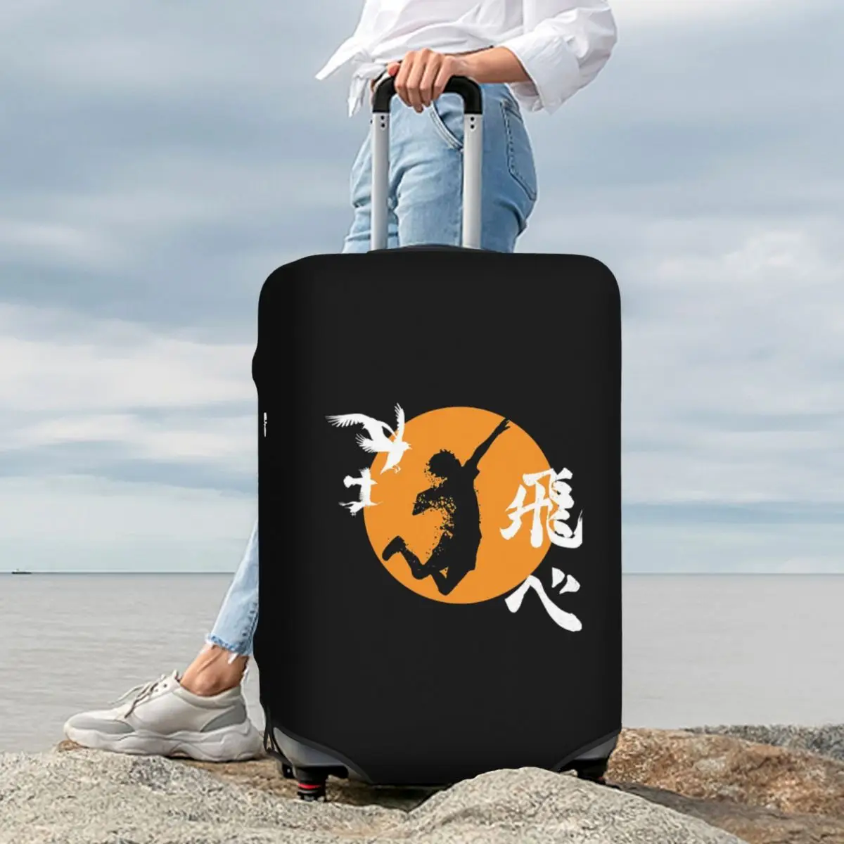 

Haikyuu Karasuno Fly High Manga Anime Suitcase Cover Protection Elastic Travel Luggage Protector Covers for 18-32 Inch