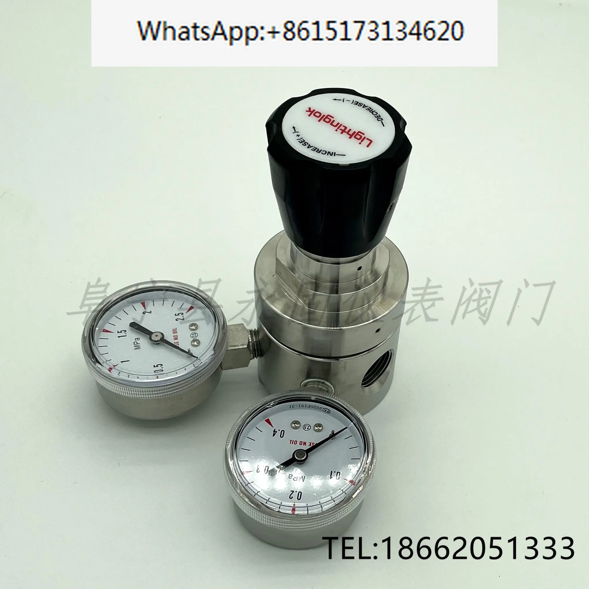 316L stainless steel pressure reducing valve, large flow stabilizing valve, standard gas, nitrogen, ammonia, DN15, quarter