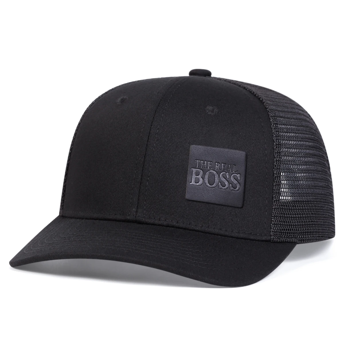 Unisex THE REAL BOSS Letter Leather Label Baseball Net Caps Spring and Summer Outdoor Adjustable Casual Hats Sunscreen Hat