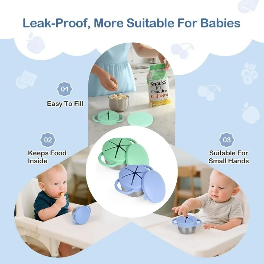 1 Pc  Silicone Baby Snack Bowl Spill Proof Strong Suction Cup Food Grade BPA Free Portable Infant Self Feeding Tableware