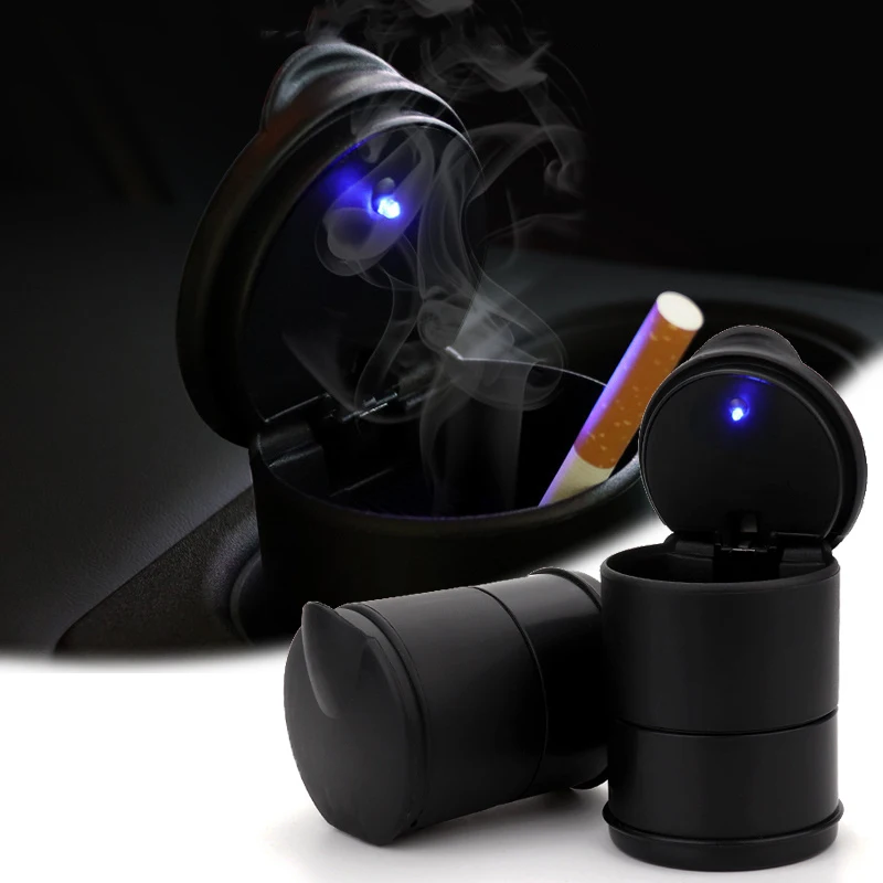 Portable Car Ashtray with Indicator LED Light Garbage Coin Storage Cup Container Cigar Ashtray Auto Interior Accessories 1Pc