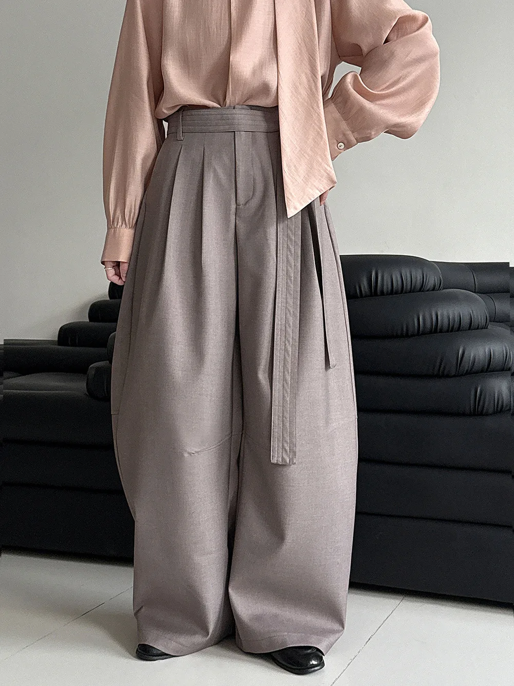 

Женские брюки BJTZ 2026 весна-лето с высокой талией, на шнурке, широкие, повседневные, свободного кроя, в стиле lazy, струящиеся, длинные