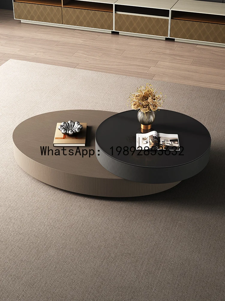 YFY Italian Minimalist Oval Rotating Coffee Table Modern Simple Light Luxury Glass Internet Celebrity 2025 New Model