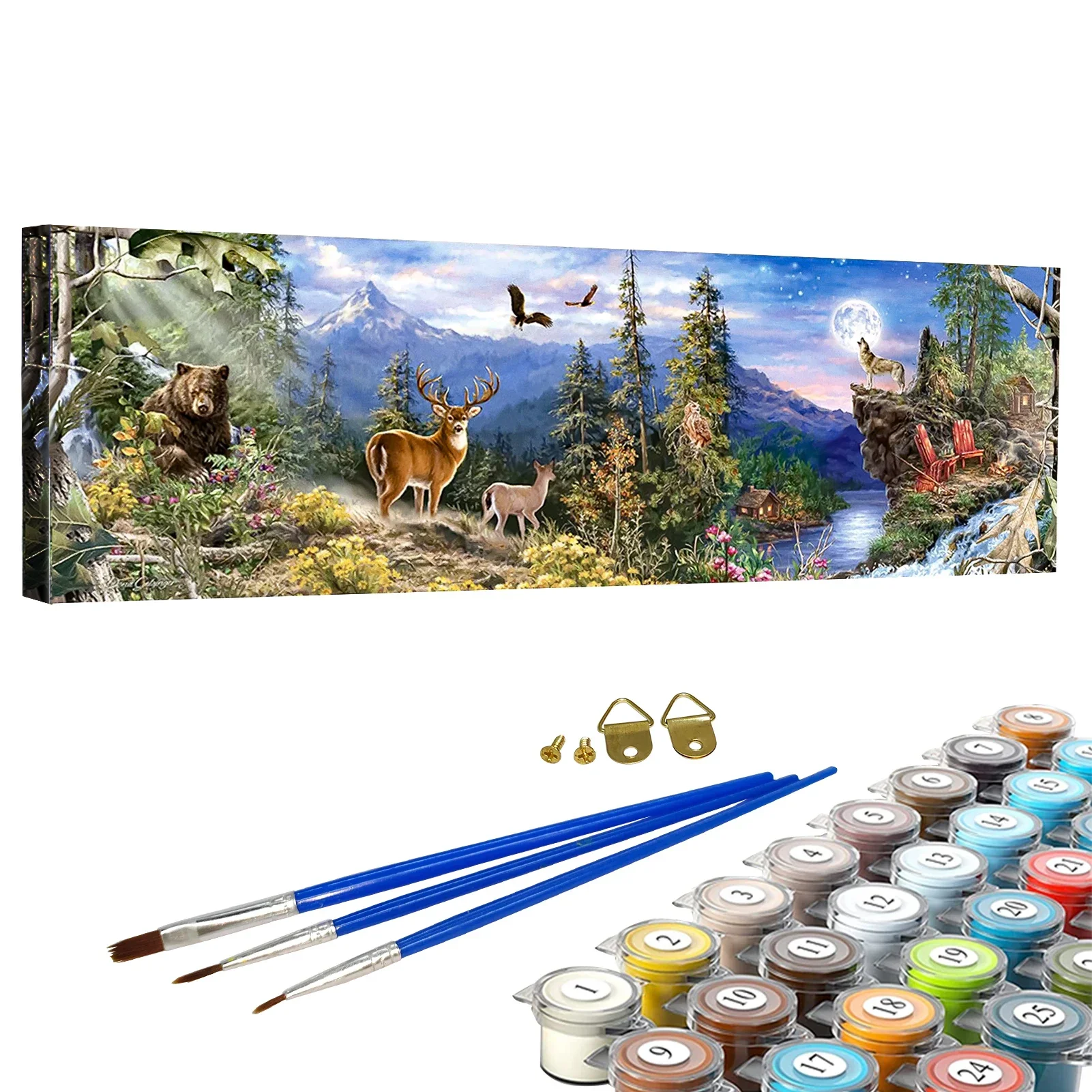 Large Paint By Numbers Kit for Adults Forest Animals, DIY Acrylic Digital Oil Painting Art on Canvas Wall Decor Gift No Frame