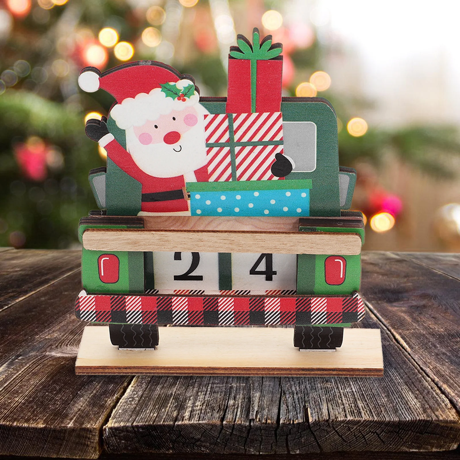 

Wooden Christmas Countdown Calendar Santa Claus Painted Blocks Xmas Days Until Christmas Table Sign Truck Decor