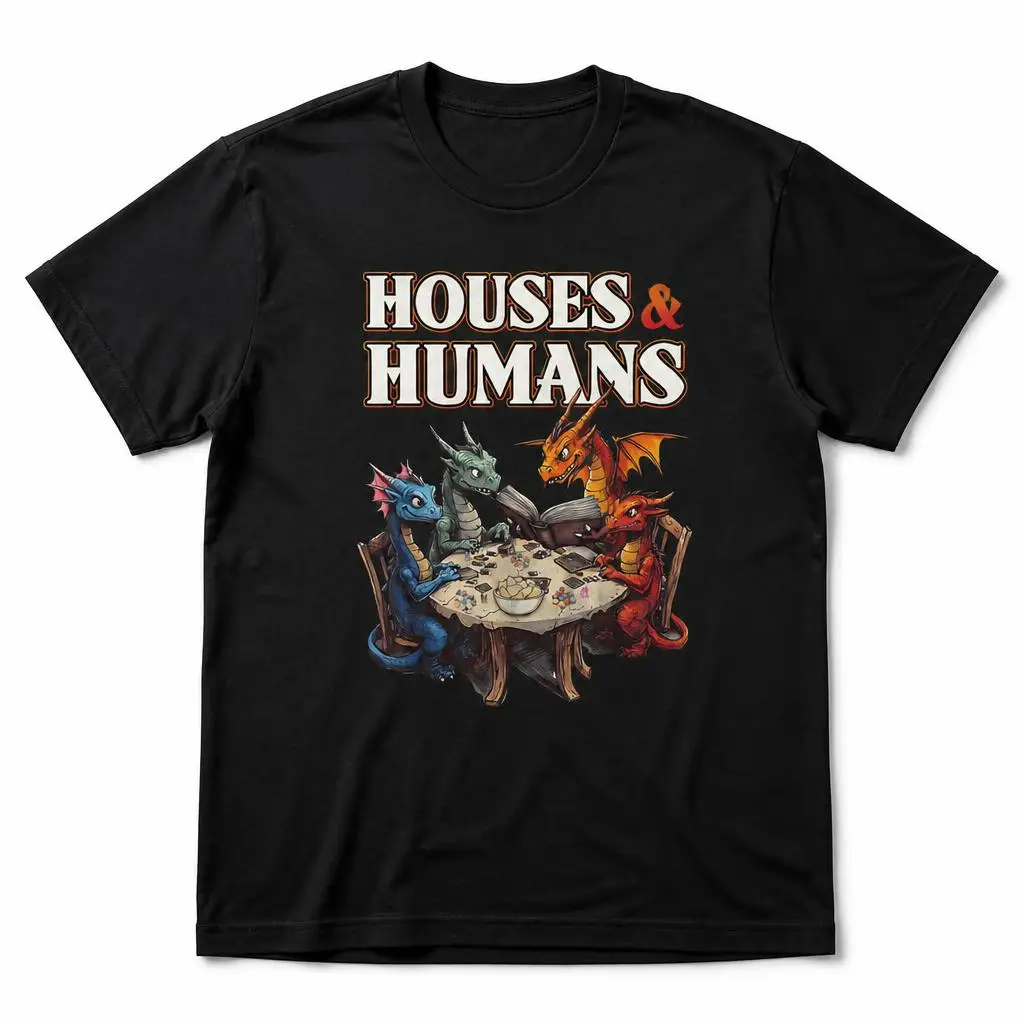 Dragons Playing Roleplaying Game Houses Men Retro T Shirt 100% Cotton Clothing Fun Short Sleeve Tee Gift T-Shirts