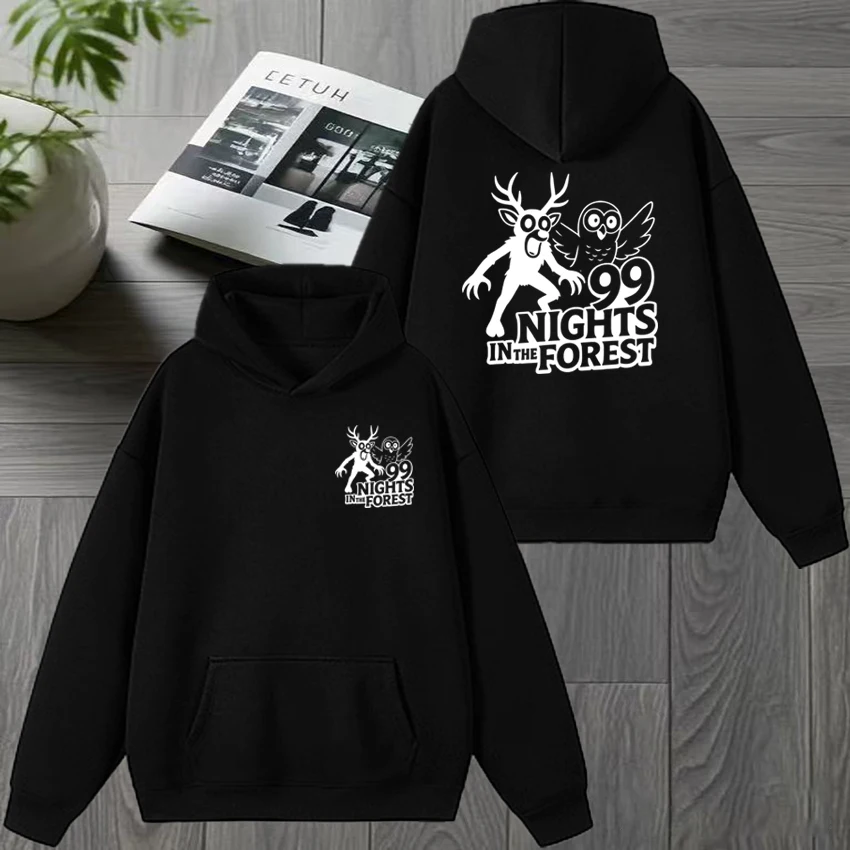 

New in 99 nights in the forest Double Sided print Hoodie Men women Cartoon Casual Sweatshirt Unisex Fleece Long sleeve pullovers