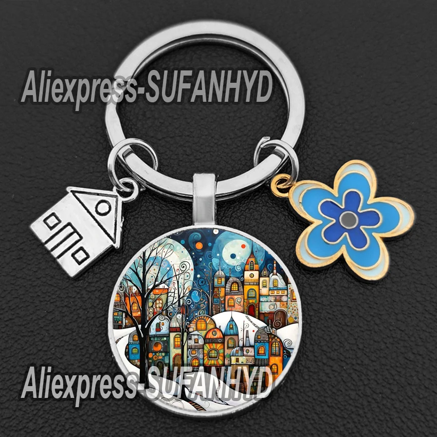Colorful House Keychain Key To The New House Key Holder Cute Starlight Cabin Keychains for Women