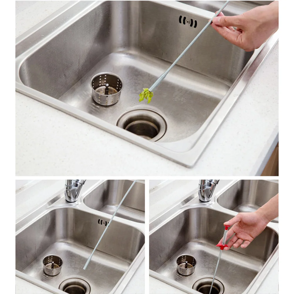 Extractor de limpieza de drenaje de 60 Cm, alambre de acero, Extractor de obstrucciones de fregadero Flexible para baño, cocina, bañera, herramienta de dragado de tuberías