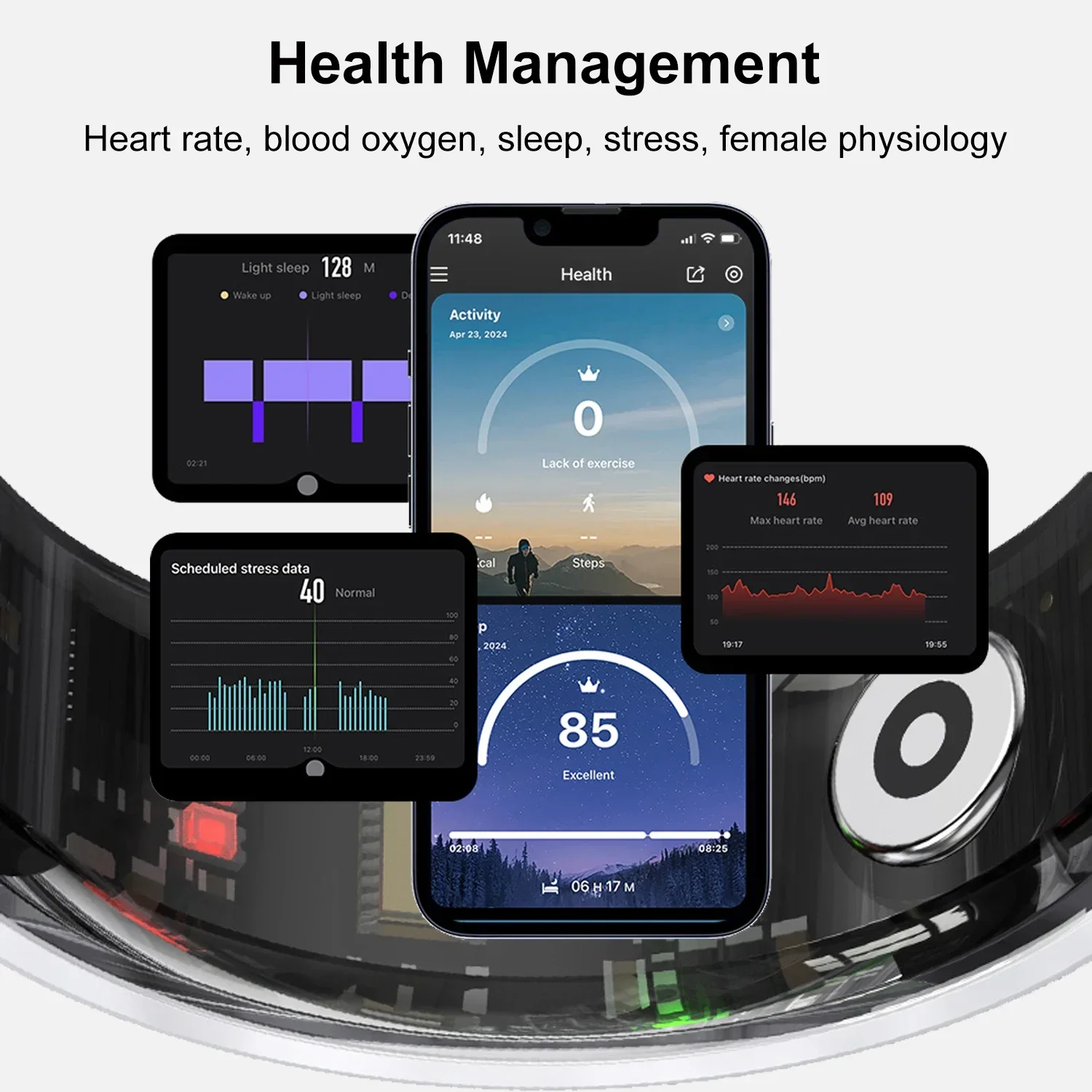 2025 novo anel inteligente de cerâmica nfc masculino feminino, ip68 e 5atm à prova d'água, modo multiesportivo monitor de sono de saúde para xiaomi android ios