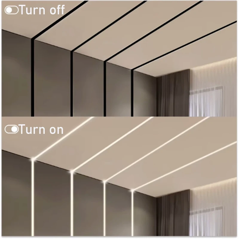 Perfil de aluminio LED empotrado, soporte de canal oculto, barra dura de luz, negro y plateado, V/U/YW, 1m