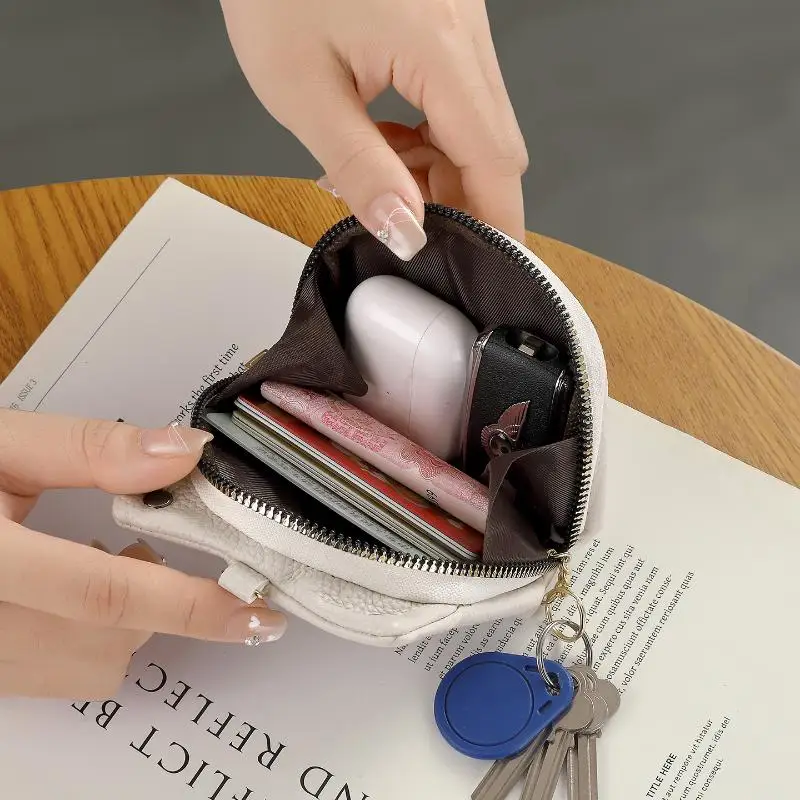 Kleine Geldbörse aus Kunstleder mit niedlichem Katzenohren-Design, robuster Reißverschluss, ideal für den täglichen Gebrauch, zum Aufbewahren von Münzen, Lippenstift und kleinen Accessoires. – Detail 11