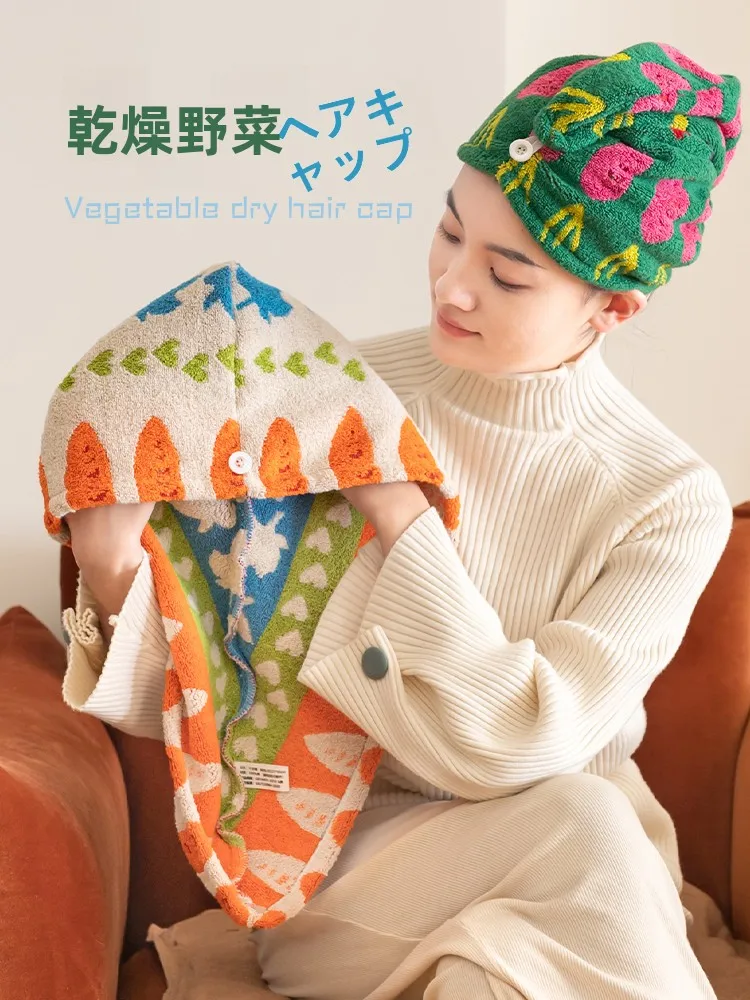 

Шапочка для сушки волос из чистого хлопка с растительным узором, новая модель, супервпитывающая, для взрослых, для душа