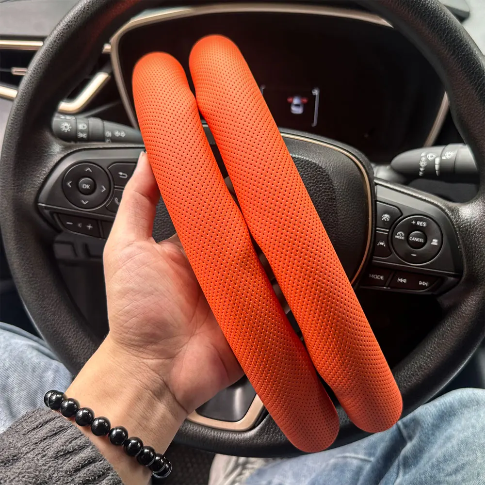 2PCS Car Steering Wheel Covers Booster Micro Fiber Leather Auto Interior Decorative Accessories Glossy Carbon Fiber Looking
