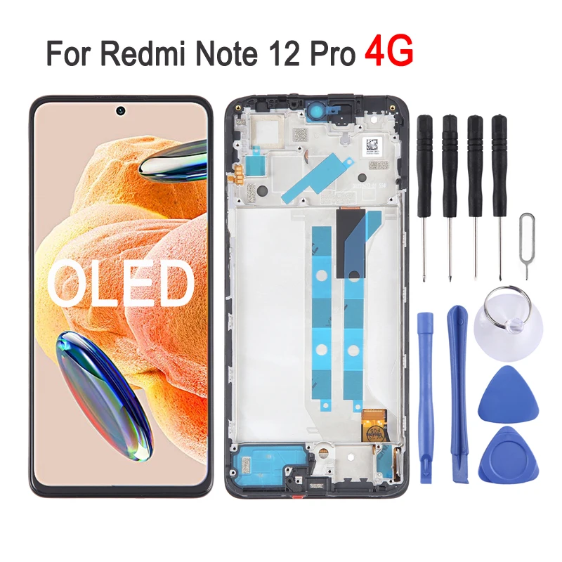 OLED Material LCD Screen For Xiaomi Redmi Note 12 Pro 4G 2209116AG Phone Display Touch Screen with Frame Repair Replacement Part
