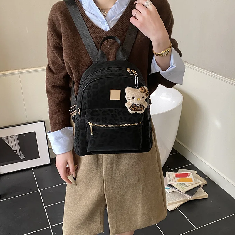 Fashion Leopard Print Backpack Women Lightweight  Capacity Travel Commuter Bag Comfortable and Versatile Texture Storage Bag