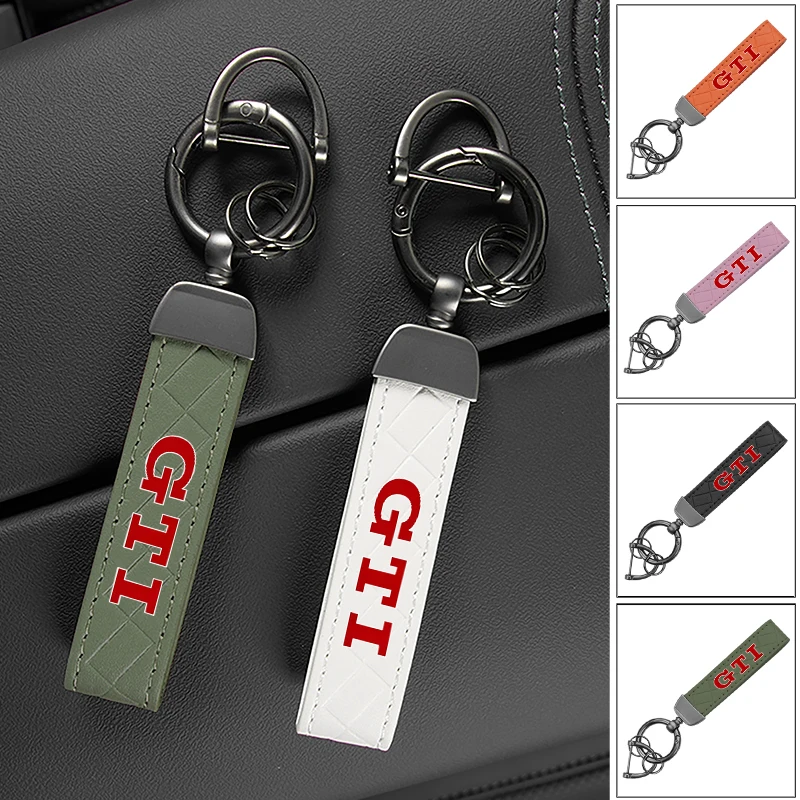 Fashion Car Logo Keychain Leather Auto Keyring Accessories For Volkswagen VW GTI Jetta Golf Beetle CC EOS MK2 MK4 MK5 MK6 MK7