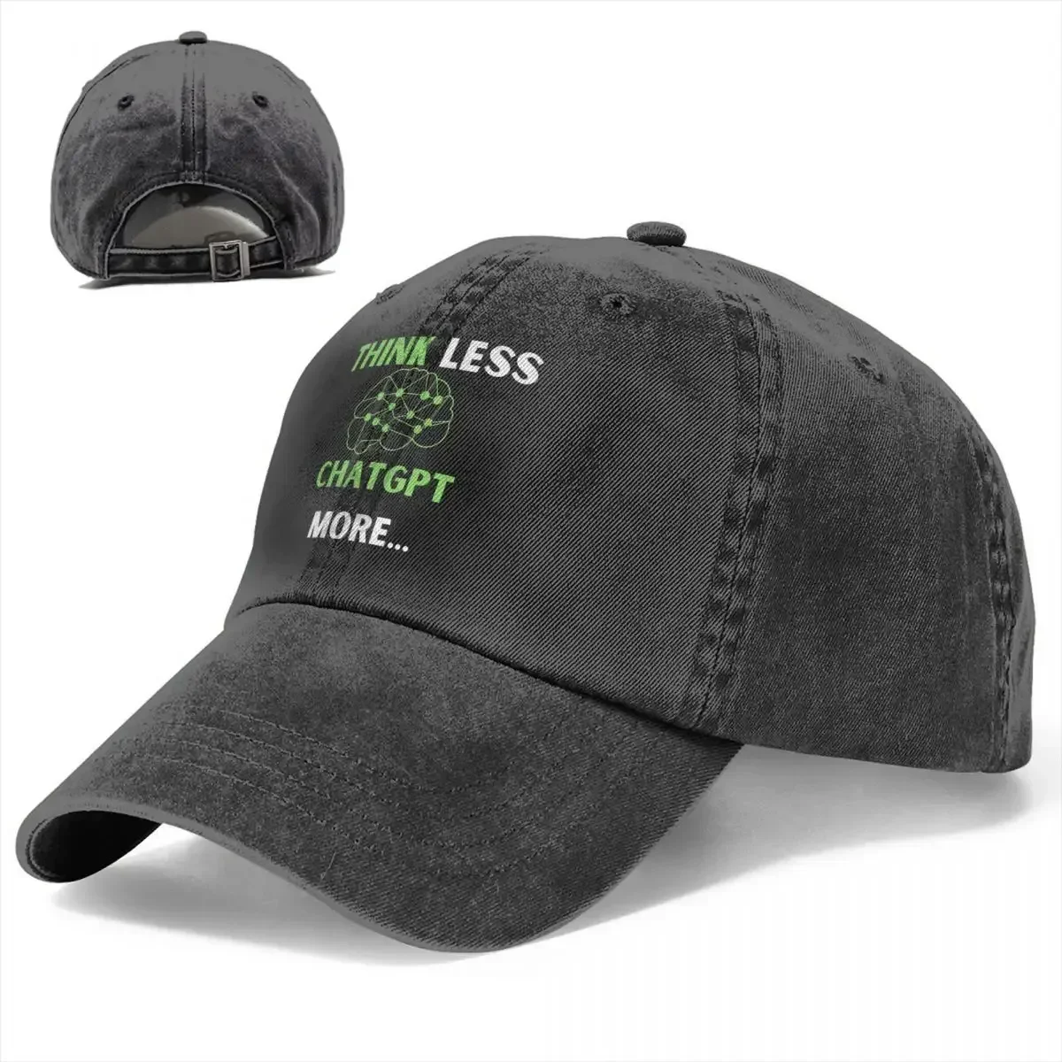 Think Less Green Baseball Caps Peaked Cap ChatGPT Sun Shade Cowboy Hats for Men Trucker Dad Hat