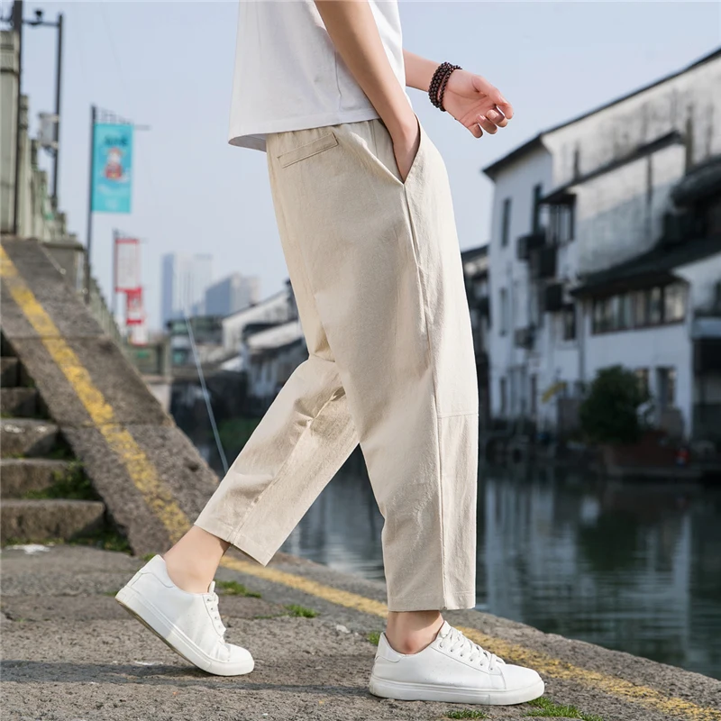 M-5XL!2023 New Men\'s Casual Trousers All-match Loose Linen Trousers Fashion Trend Trousers Cargo Pants Men